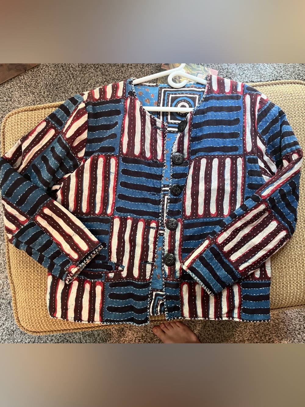Parsley & Sage Multicolor Striped Patchwork Shirt Jacket
